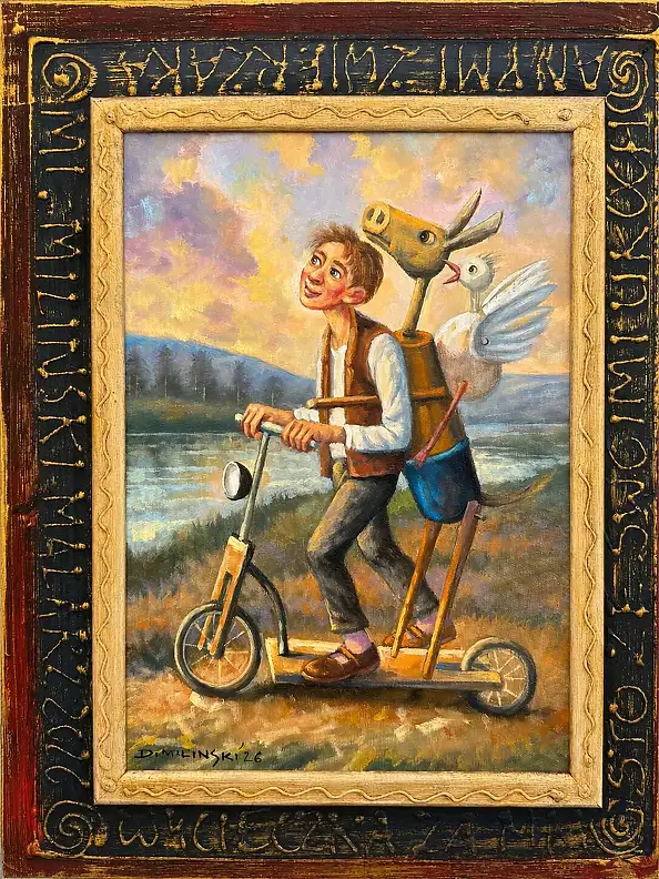 Dariusz Miliński, Friends Ride, Oil painting - canvas, 30 x 40