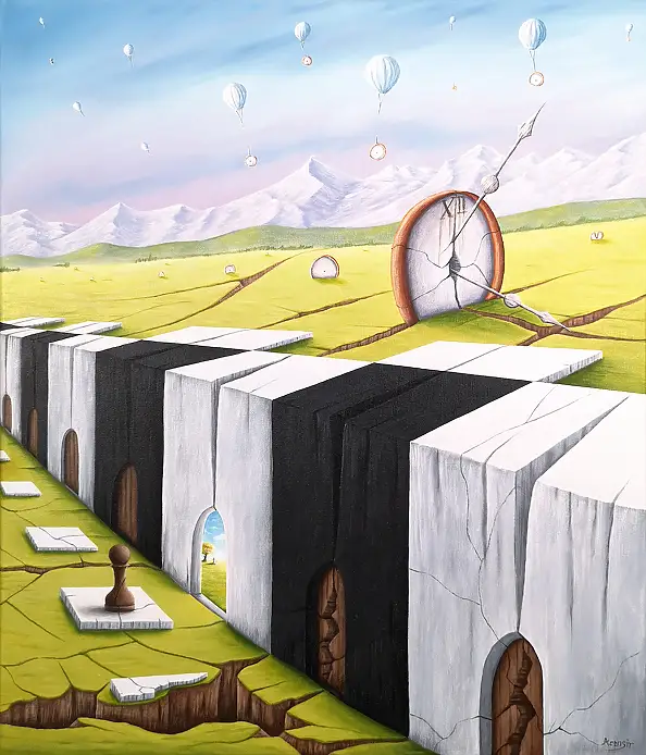 . ASENSIR, Glimpses of eternity between seconds / "Time" series, Acrylic painting - canvas, 60 x 70
