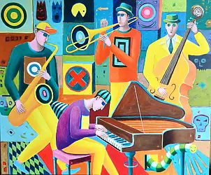 Mirosław Nowiński, Jazz psychédélique, Peinture acrylique - toile, 120 x 100