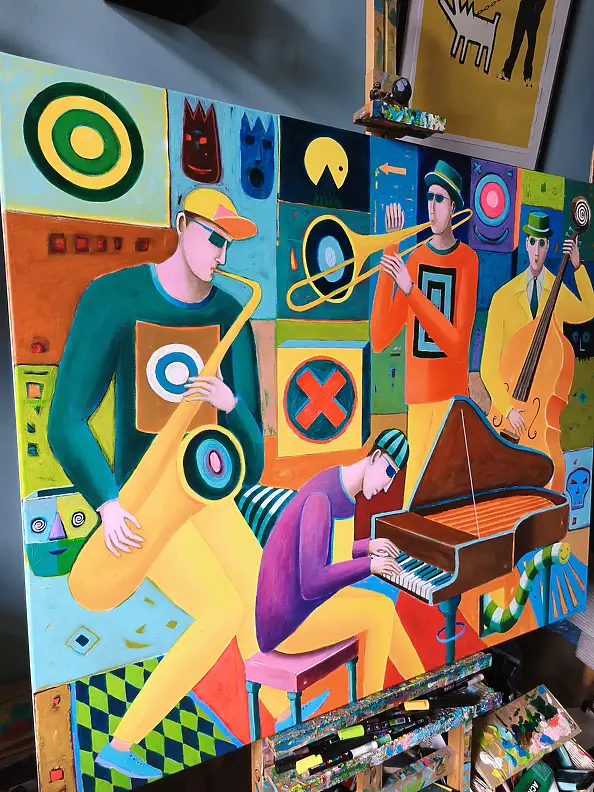 Mirosław Nowiński, Jazz psychédélique, Peinture acrylique - toile, 120 x 100