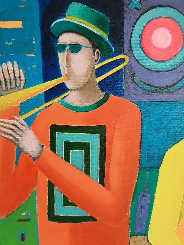 Mirosław Nowiński, Jazz psychédélique, Peinture acrylique - toile, 120 x 100