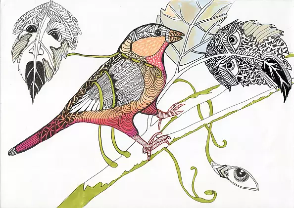 Małgorzata Rzempowska-Skóra - Bird, branch, and the shaft