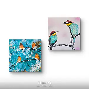 Ewa Mościszko - Composition d'oiseaux sur toile