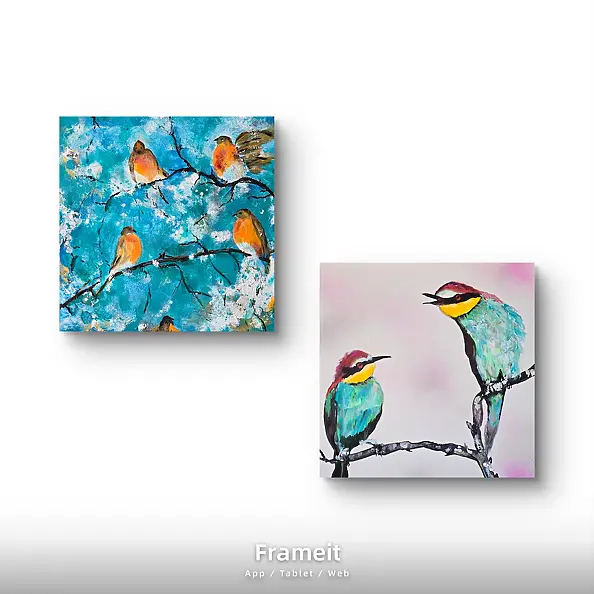 Ewa Mościszko - Composition d'oiseaux sur toile