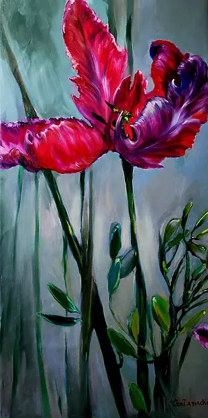   - "Purple tulip on gray"