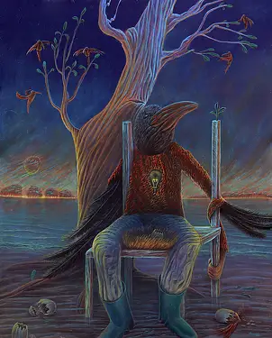 Krzysztof Polaczenko, Puste gniazdo, Obraz akrylowy - płyta, 80 x 100