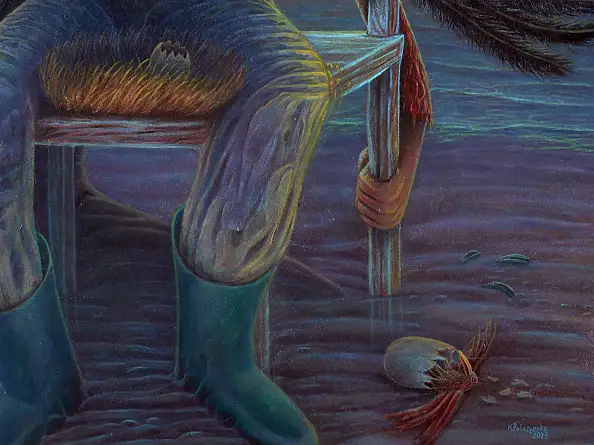 Krzysztof Polaczenko, Puste gniazdo, Obraz akrylowy - płyta, 80 x 100