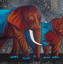 Monika Mrowiec, Pustynny zachód słońca, Obraz akrylowy - płótno, 140 x 90