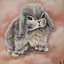 Yana Yeremenko - "RABBIT IN PINK CLOUDS" pastel drawing