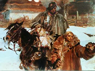 Marek Kubski - Cuirassier INJURED AND GIRL copy by. W. Kossak