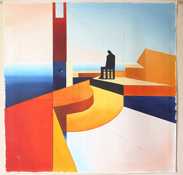 Serge Ra, RÉFLEXION, Peinture à l'huile - toile, 1100 x 1100