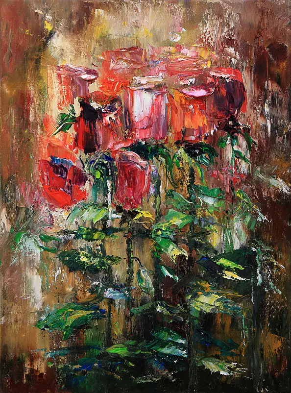 Radosław Popek - RÓŻE obraz olejny 40x30 cm