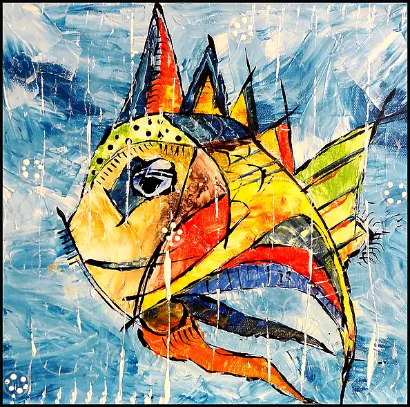 Marek Lutek, RYbKa 11619, Peinture acrylique - toile, 30 x 30