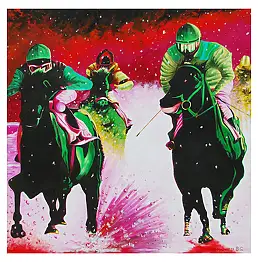 Bruno Greco, Гонки в снегу, Акрилова картина - холст, 100 x 100