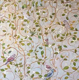 Jerzy Plucha - "Rajskie ogrody - Ptaki krzewów perłowych II"