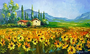 Olha Darchuk - Ranch and field of sunflowers