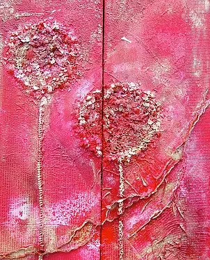 Rachel McCullock - Red & gold poppy diptych