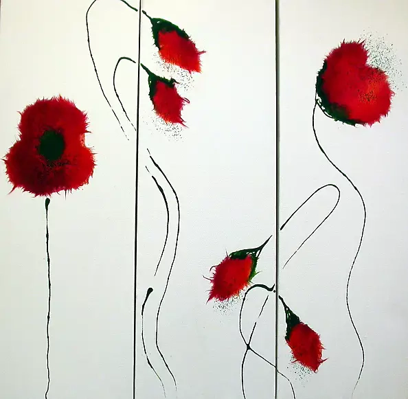 Rachel McCullock - Red poppy triptych