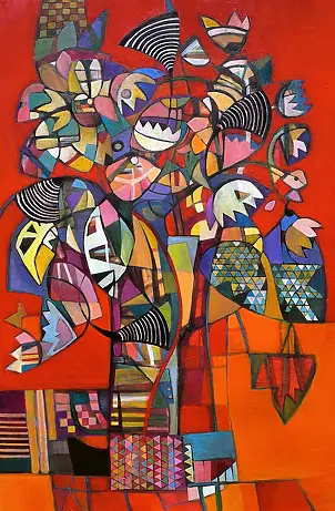 Kolesnikova Irina, Red symphony, Oil painting - canvas, 82 x 120