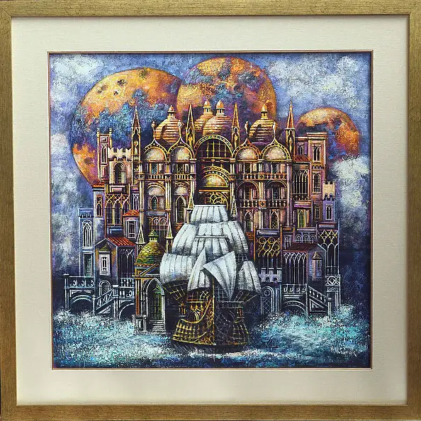 Maciej Urbaniak, Regaty Chmurnej Katedry, Obraz olejny - płótno, 70 x 70