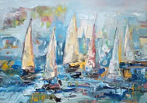 Renata Łempicka, Regaty III, Obraz olejny - płótno, 81 x 70