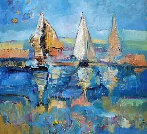 Renata Łempicka, Régate, Peinture à l'huile - toile, 100 x 90