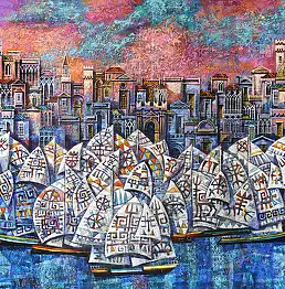 Maciej Urbaniak, Regaty w Rimini, Obraz olejny - płótno, 140 x 100