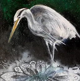 Gosia Bolwijn Wiese, Reiger, Масляная картина - дошка, 29 x 39