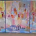 Magda Malinowska, Die Republik des Hinterhofs, Acrylgemälde - Leinwand, 150 x 70
