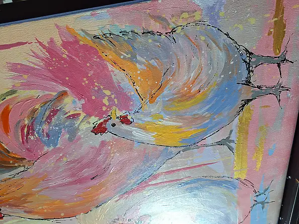 Magda Malinowska, Die Republik des Hinterhofs, Acrylgemälde - Leinwand, 150 x 70