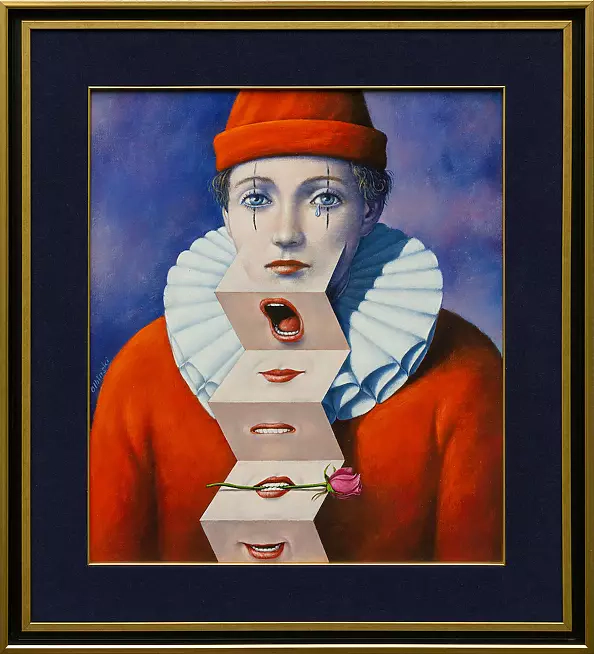 Rafał Olbiński - Ridere Pagliaccio, year 1992 - OIL PAINTING