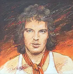 Rafał Olbiński, Rock Star - OBRAZ OLEJNY NA KARTONIE, Obraz olejny - karton/tektura, 34 x 34
