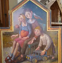 Dariusz Miliński, Famille, Peinture à l'huile - panneau, 100 x 120