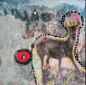 Dorota Jabłońska, Rogaś z Doliny Roztoki, Decoupage, Kolaż, Obraz akrylowy, Obraz olejny, Techniki mieszane - płótno, 30 x 30
