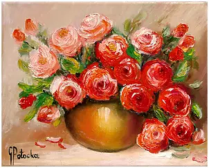 Grażyna Potocka - Róże obraz olejny 24-30cm