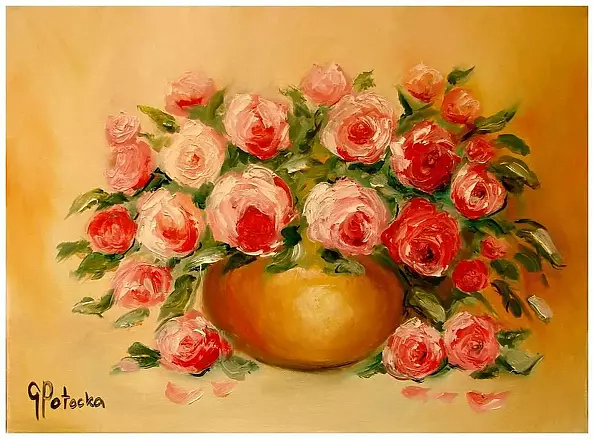 Grażyna Potocka - Róże obraz olejny 30-40cm