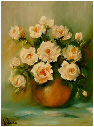 Grażyna Potocka - Розы картина маслом 40-30 см