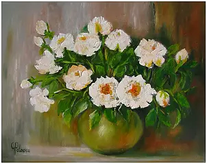 Grażyna Potocka - Peinture à l'huile de roses 40-50 cm