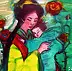 Marzena Salwowska, Die diesjährigen Rosen in Akita/Madonna, Lasur, Acrylgemälde, Ölbild - Leinwand, 40 x 30