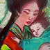 Marzena Salwowska, Die diesjährigen Rosen in Akita/Madonna, Lasur, Acrylgemälde, Ölbild - Leinwand, 40 x 30