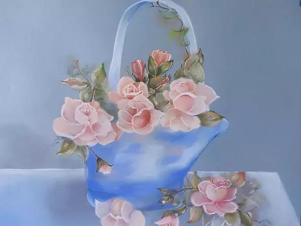 ilona jankowska wojtek - Roses in a blue basket