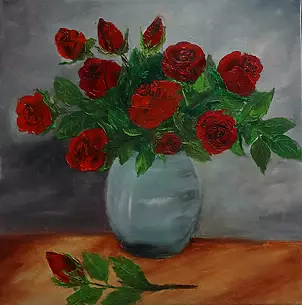 Maria Sularz - Roses in a blue vase