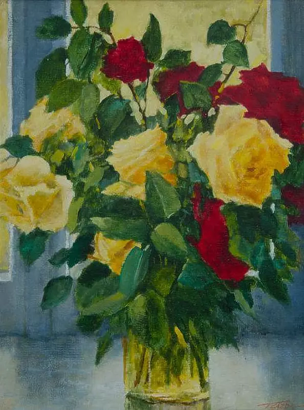 Tadeusz Gazda - Roses in the window II