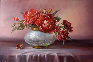 Lidia Olbrycht - Roses in a pearl vase
