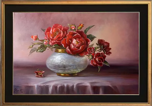 Lidia Olbrycht - Roses in a pearl vase