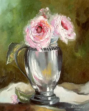   - "Des roses dans une coupe d'argent"