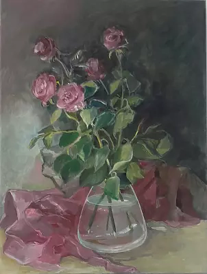 Maria Rutkowska - Roses in a glass vase