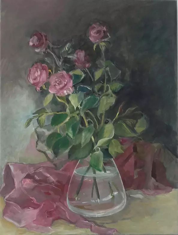 Maria Rutkowska - Roses in a glass vase