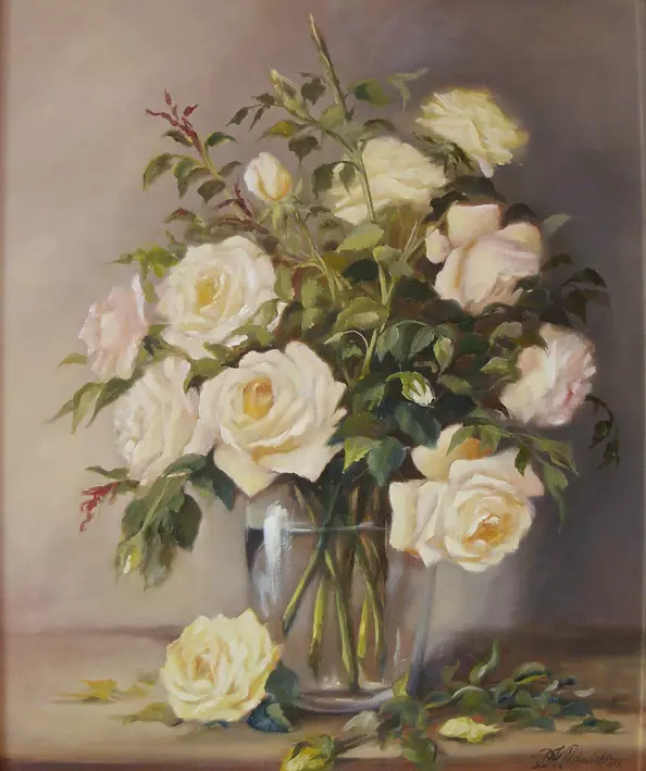 Patrycja Kruszyńska Mikulska - Roses in a glass vase