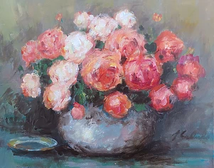 Jerzy Cichecki - Roses in a vase